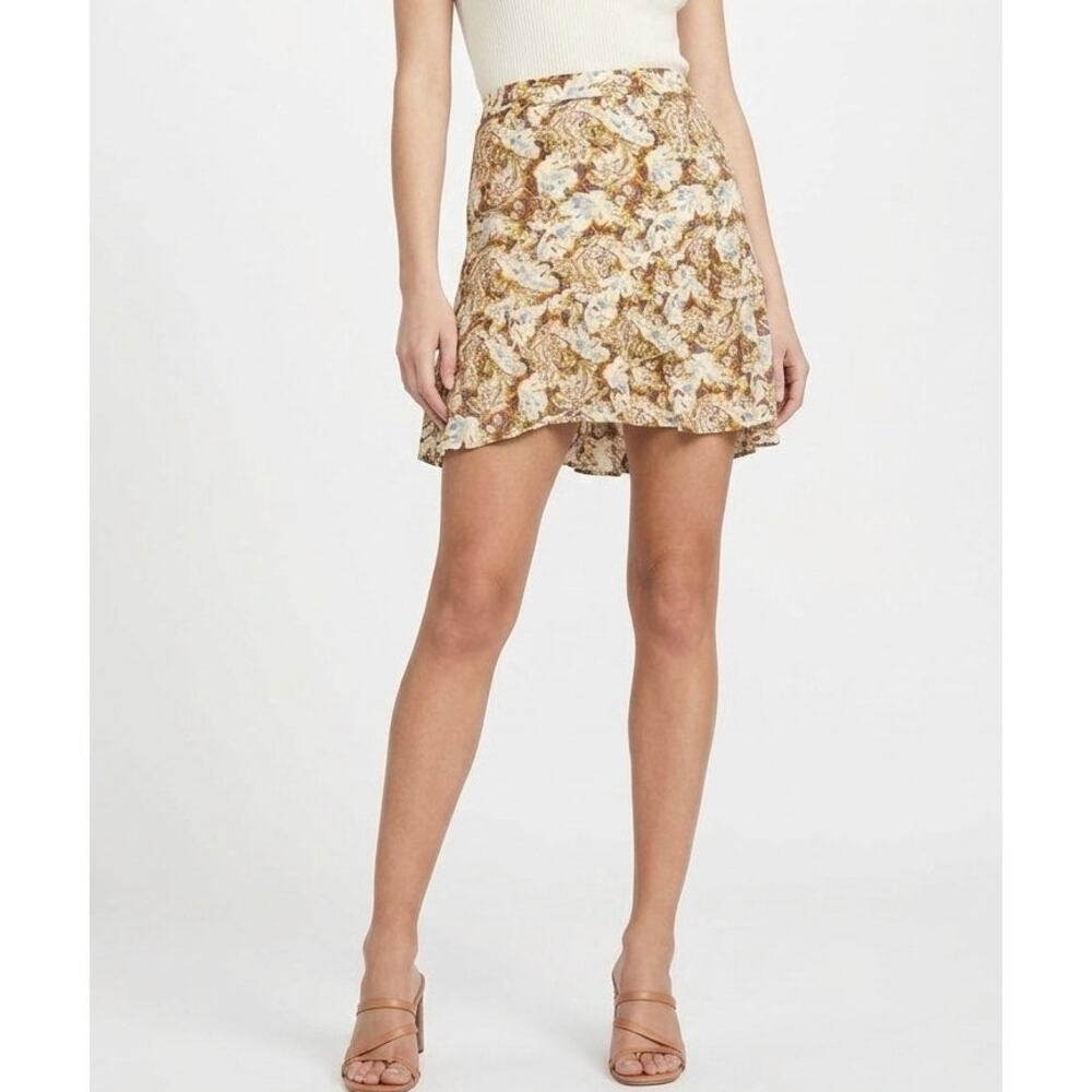 Free People Nadia Ruffle Mini Skirt Womens Size 4 Boho Chic Floral Flowy‎ Summer